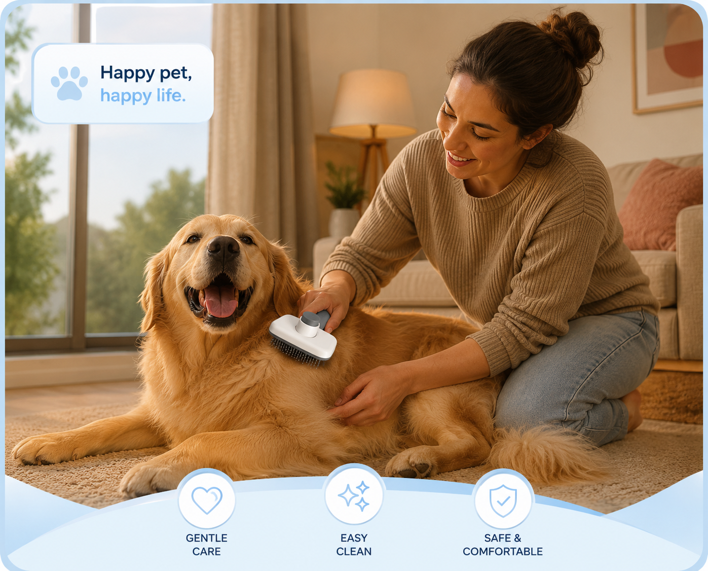 Pet Hair Removal Grooming Brush